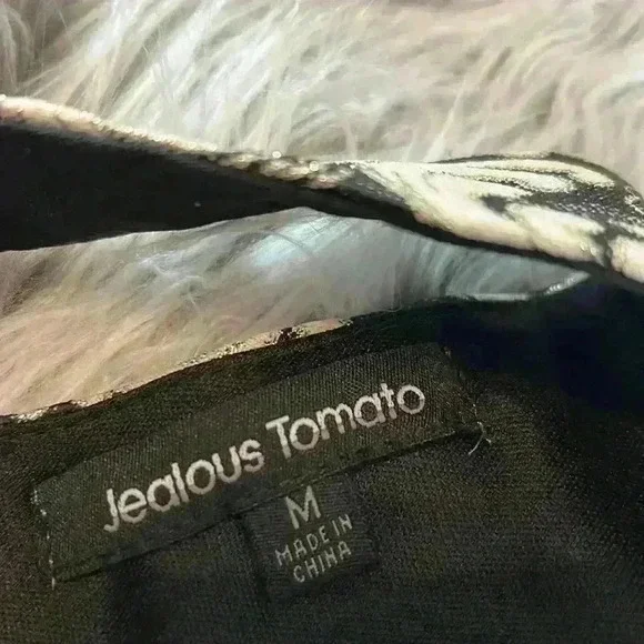 Jealous Tomato High End Boutique Black&Tan Brocade Fit & Flare Metalic Dress, M - Picture 7 of 11